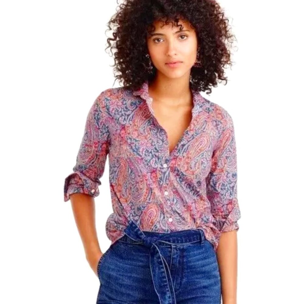 Club Collar Perfect Shirt in Liberty Art Fabrics Paisley Print / SIZE 0